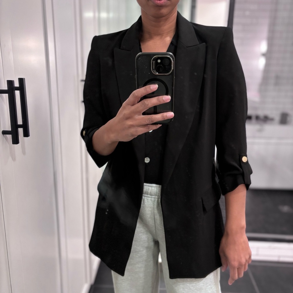 Zara Women's Long 3/4 Slv Black Blazer - Sz Small - Picture 6 of 7